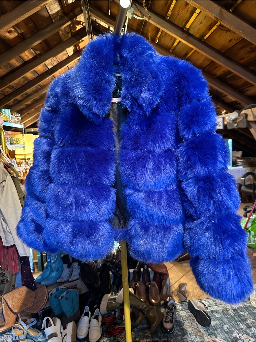 Blue Faux Fur Women's Jacket